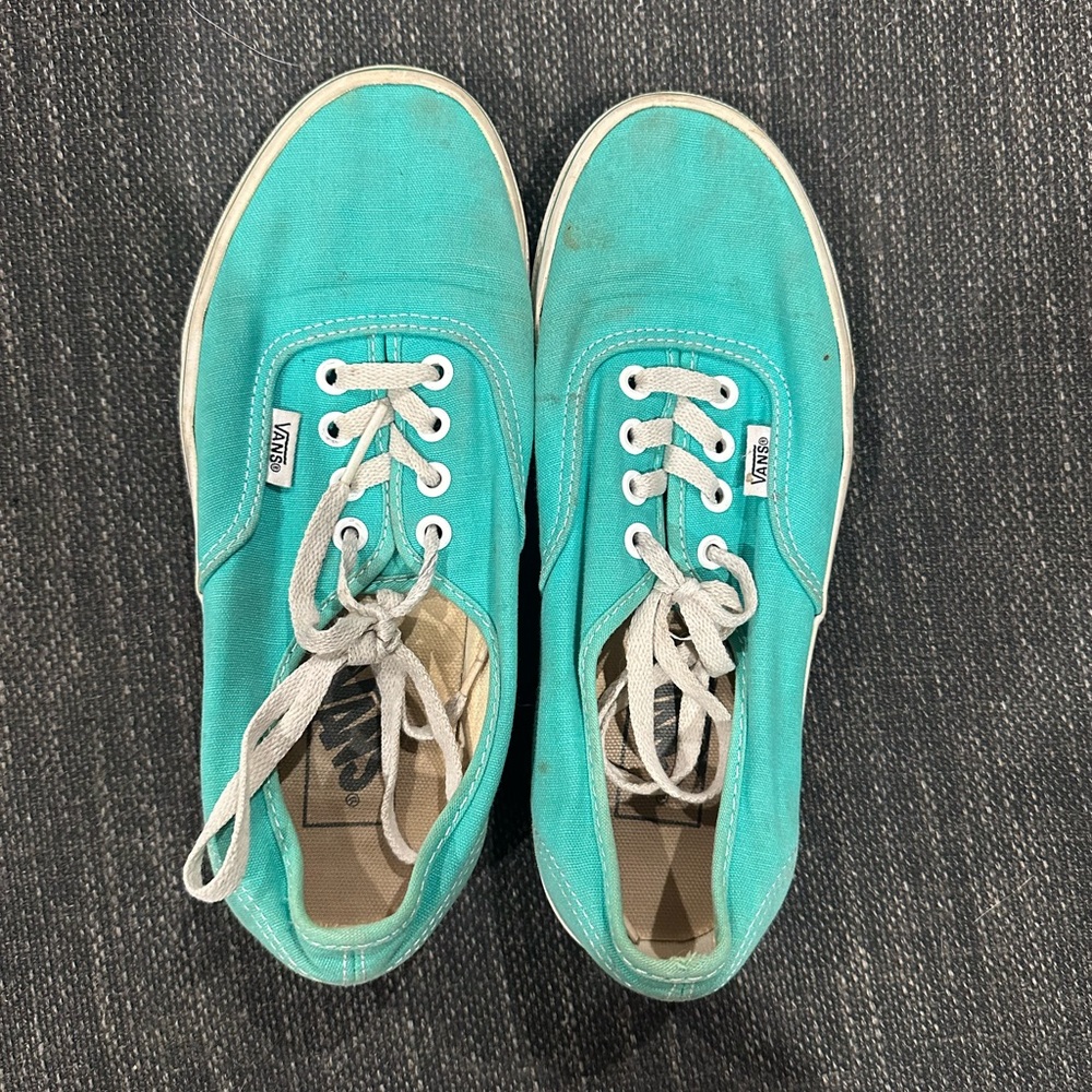 Vans Turquoise Canvas Shoes with White Accents